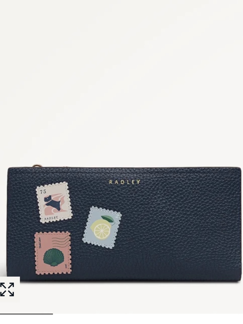 Radley London Luggage Lane Large Bifold Wallet with Lemon and Shell Stamps Naval